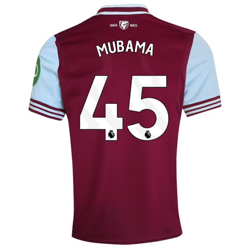 Women Football Divin Mubama #45 Dark Red Home Jersey 2024/25 T-Shirt