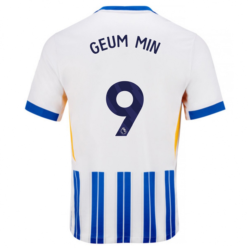 Women Football Lee Geum-Min #9 White Blue Pinstripes Home Jersey 2024/25 T-Shirt