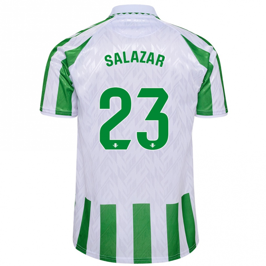 Women Football Noelia Salazar #23 Green White Stripes Home Jersey 2024/25 T-Shirt