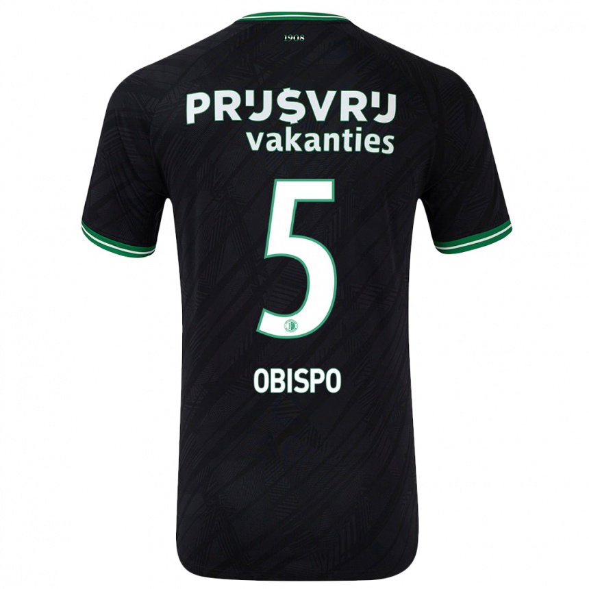 Women Football Celainy Obispo #5 Black Green Away Jersey 2024/25 T-Shirt