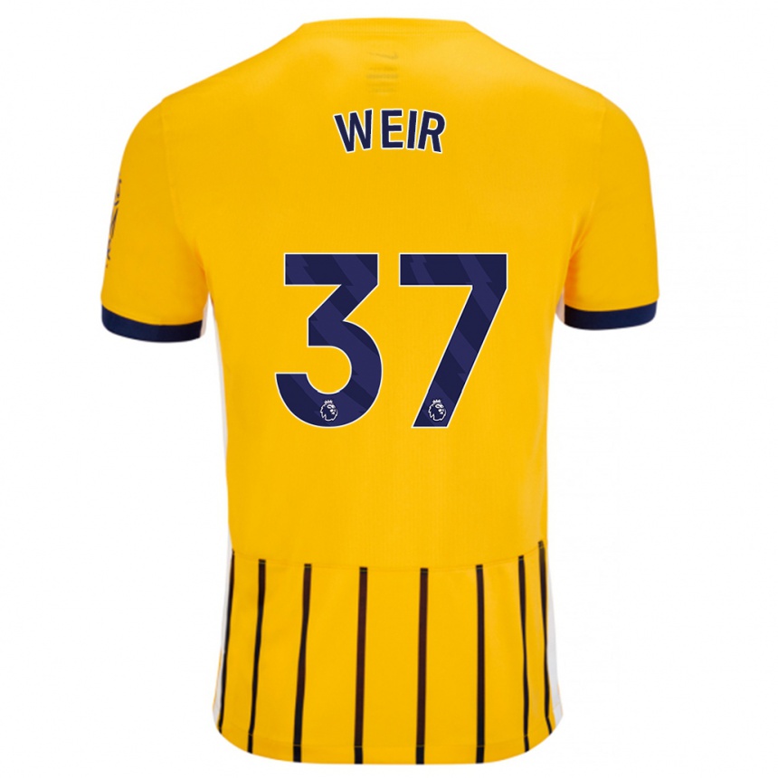 Women Football Jensen Weir #37 Gold Blue Pinstripes Away Jersey 2024/25 T-Shirt