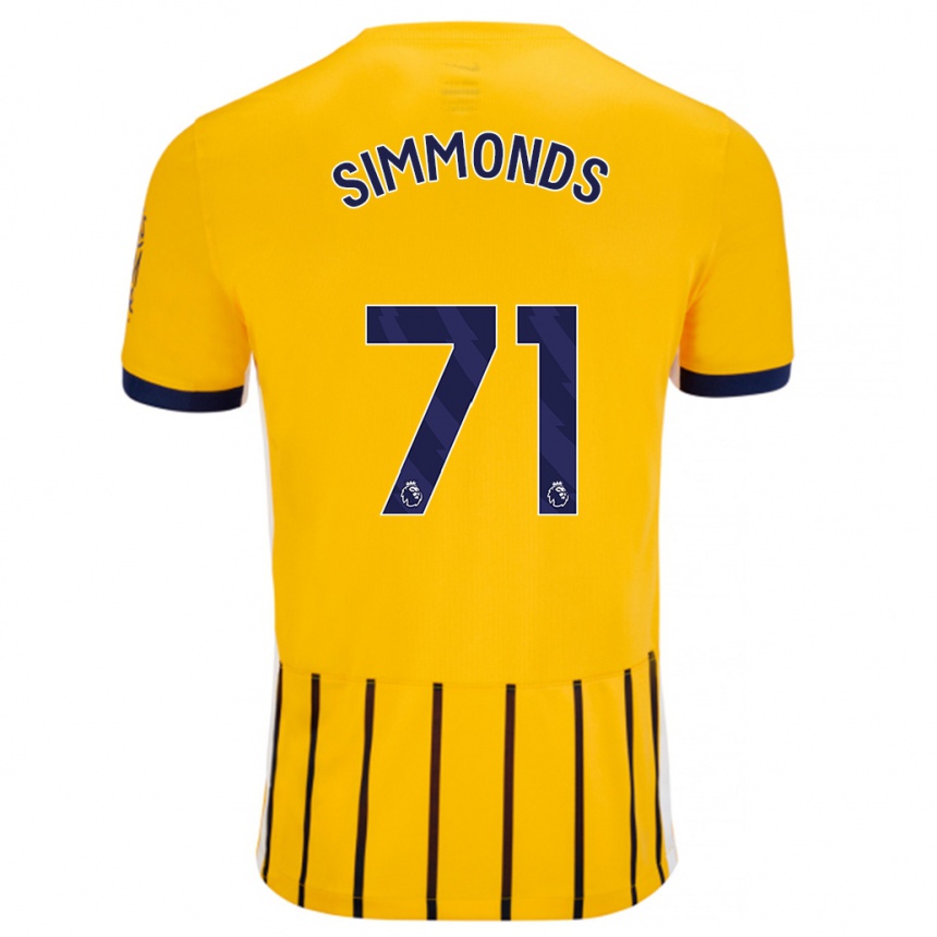 Women Football Freddie Simmonds #71 Gold Blue Pinstripes Away Jersey 2024/25 T-Shirt