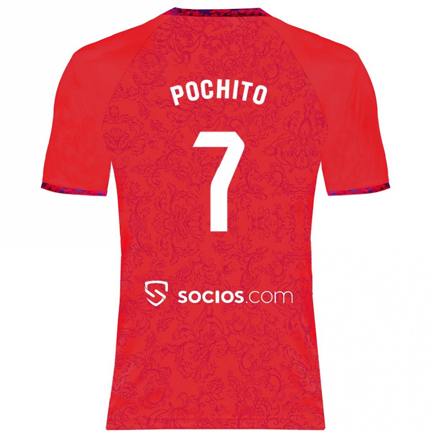 Women Football Pochito #7 Red Away Jersey 2024/25 T-Shirt