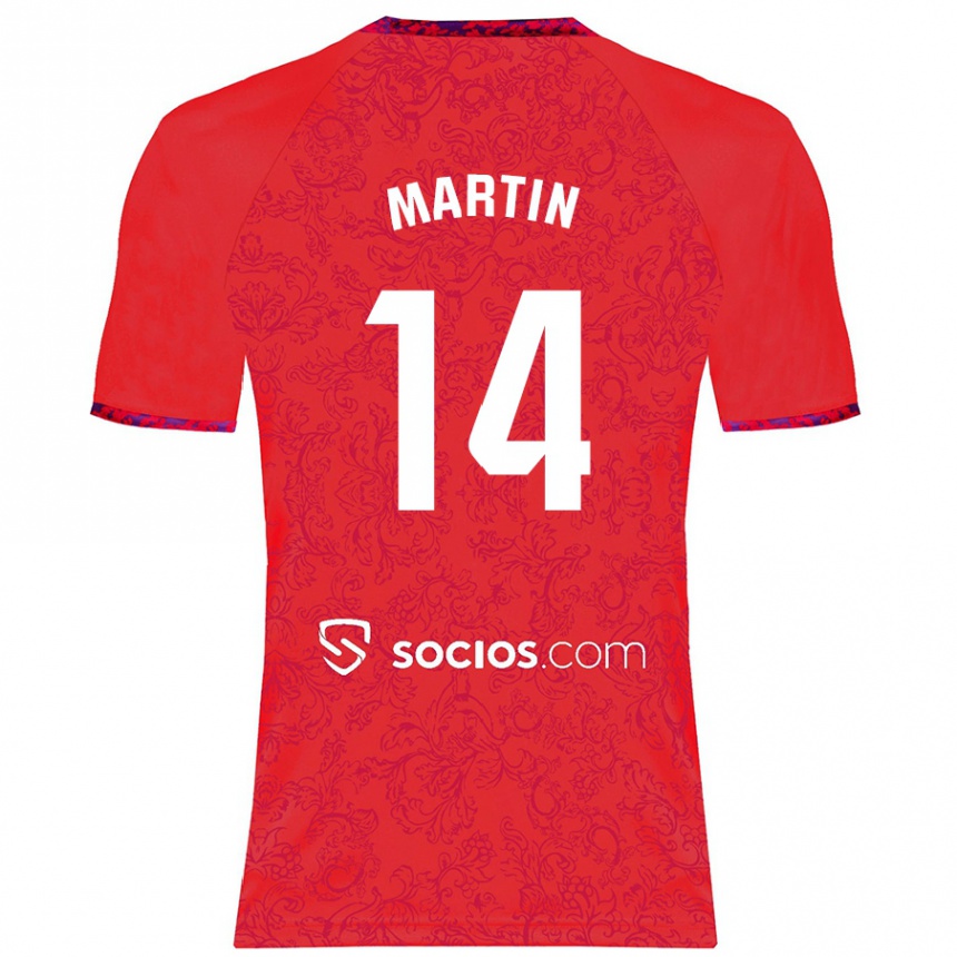 Women Football Nazareth Martín #14 Red Away Jersey 2024/25 T-Shirt