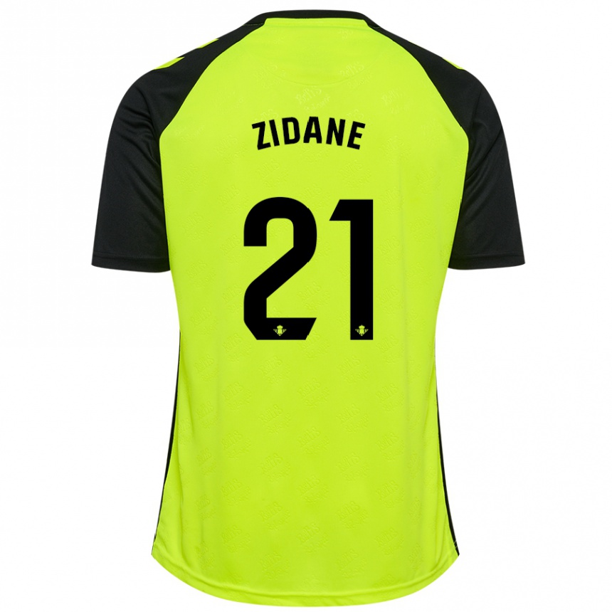 Women Football Elyaz Zidane #21 Fluorescent Yellow Black Away Jersey 2024/25 T-Shirt