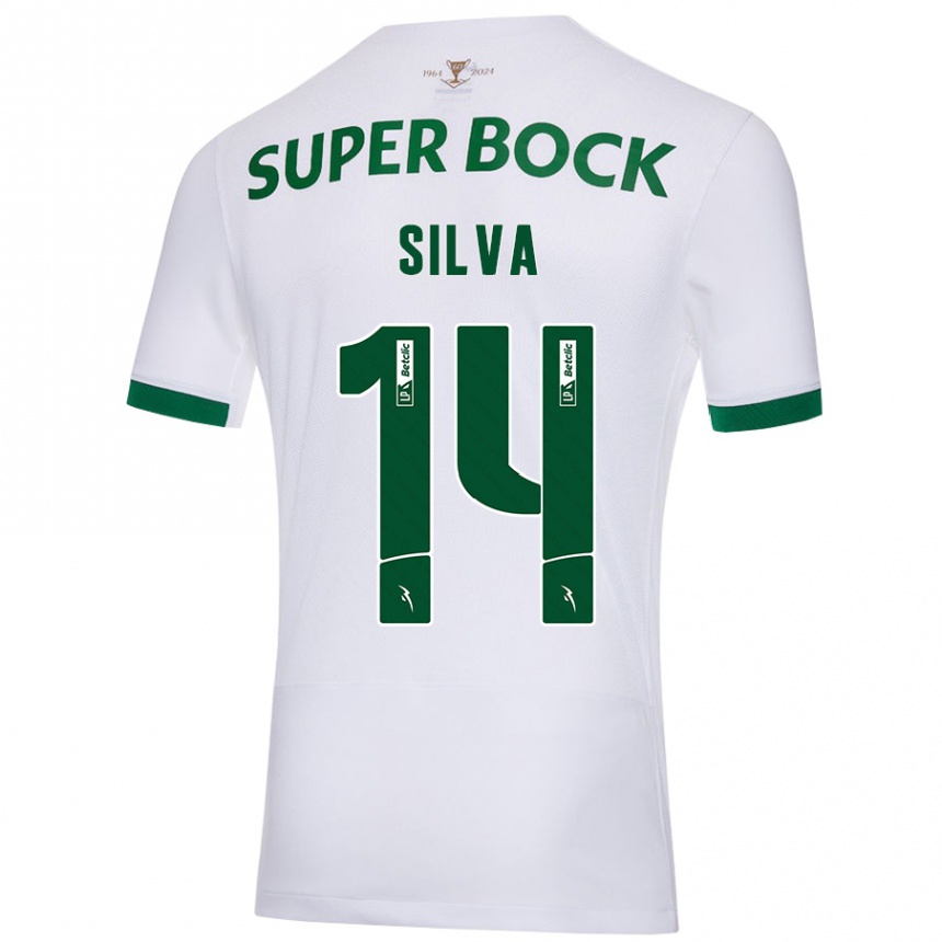 Women Football Guilherme Silva #14 White Green Away Jersey 2024/25 T-Shirt