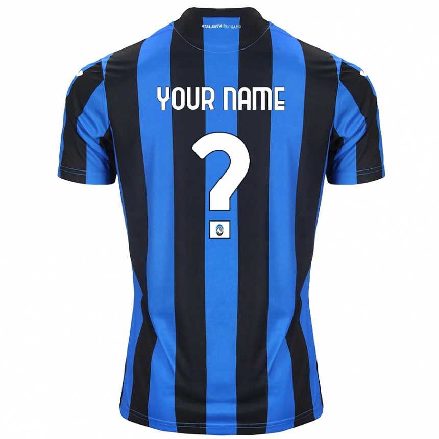 Kids Football Your Name #0 Blue Black Home Jersey 2024/25 T-Shirt