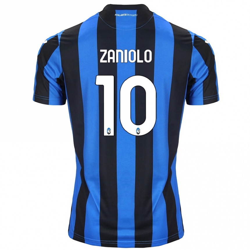 Kids Football Nicolo Zaniolo #10 Blue Black Home Jersey 2024/25 T-Shirt