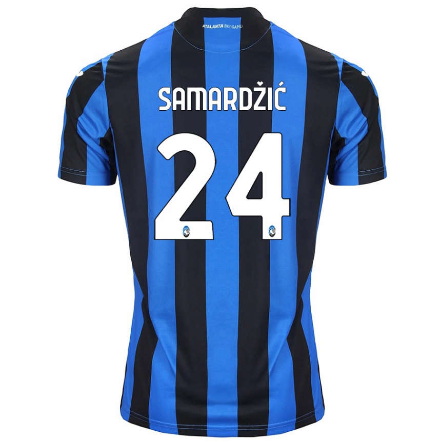 Kids Football Lazar Samardžić #24 Blue Black Home Jersey 2024/25 T-Shirt