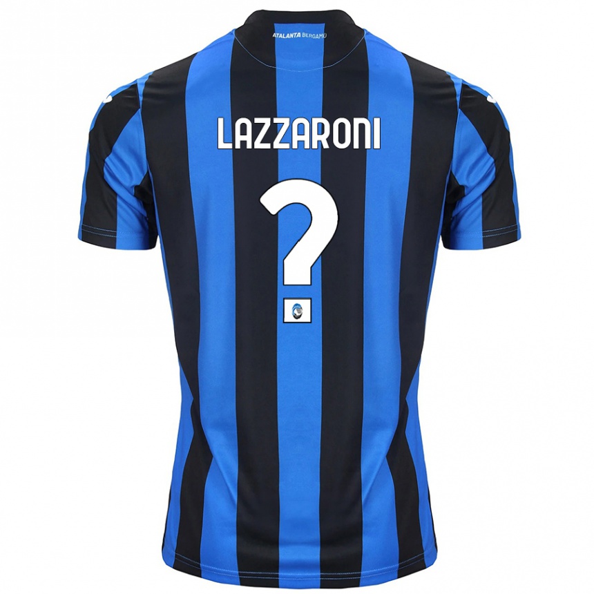 Kids Football Andrea Lazzaroni #0 Blue Black Home Jersey 2024/25 T-Shirt