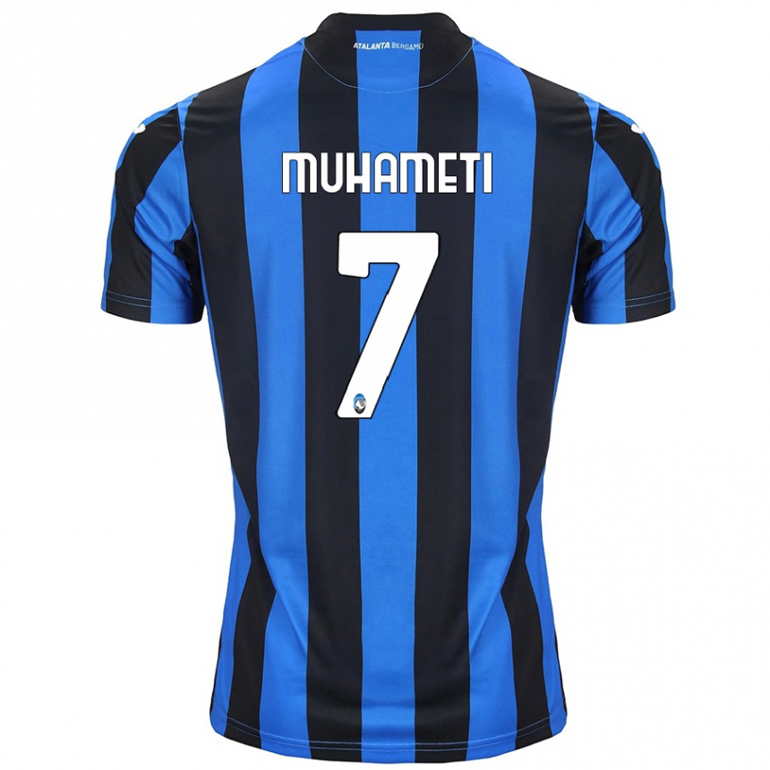 Kids Football Endri Muhameti #7 Blue Black Home Jersey 2024/25 T-Shirt