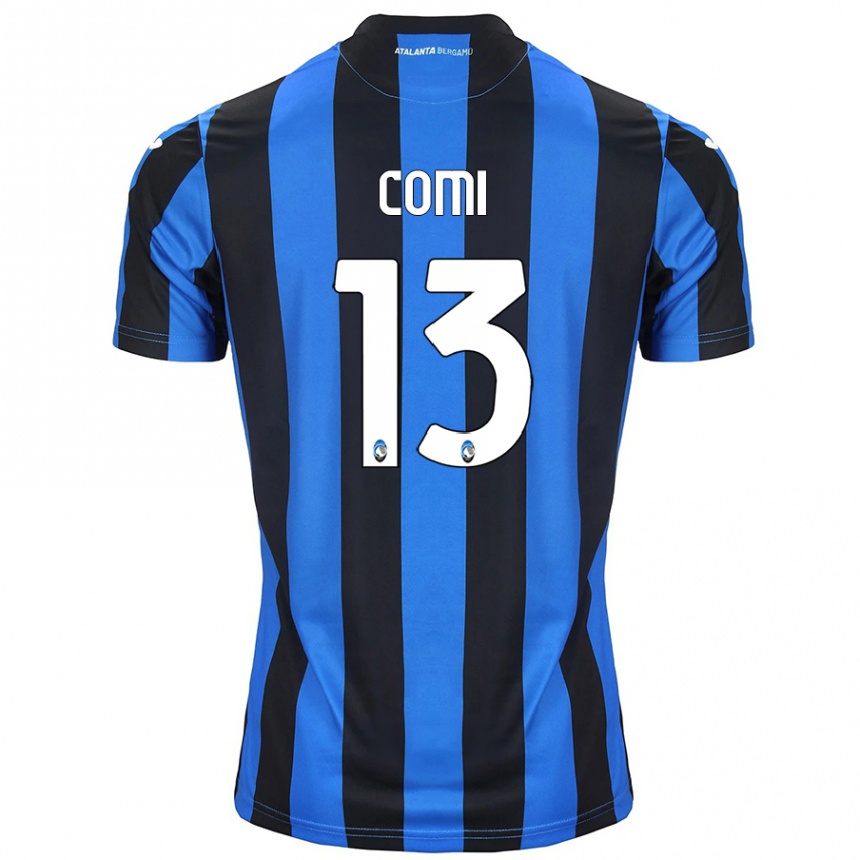 Kids Football Pietro Comi #13 Blue Black Home Jersey 2024/25 T-Shirt