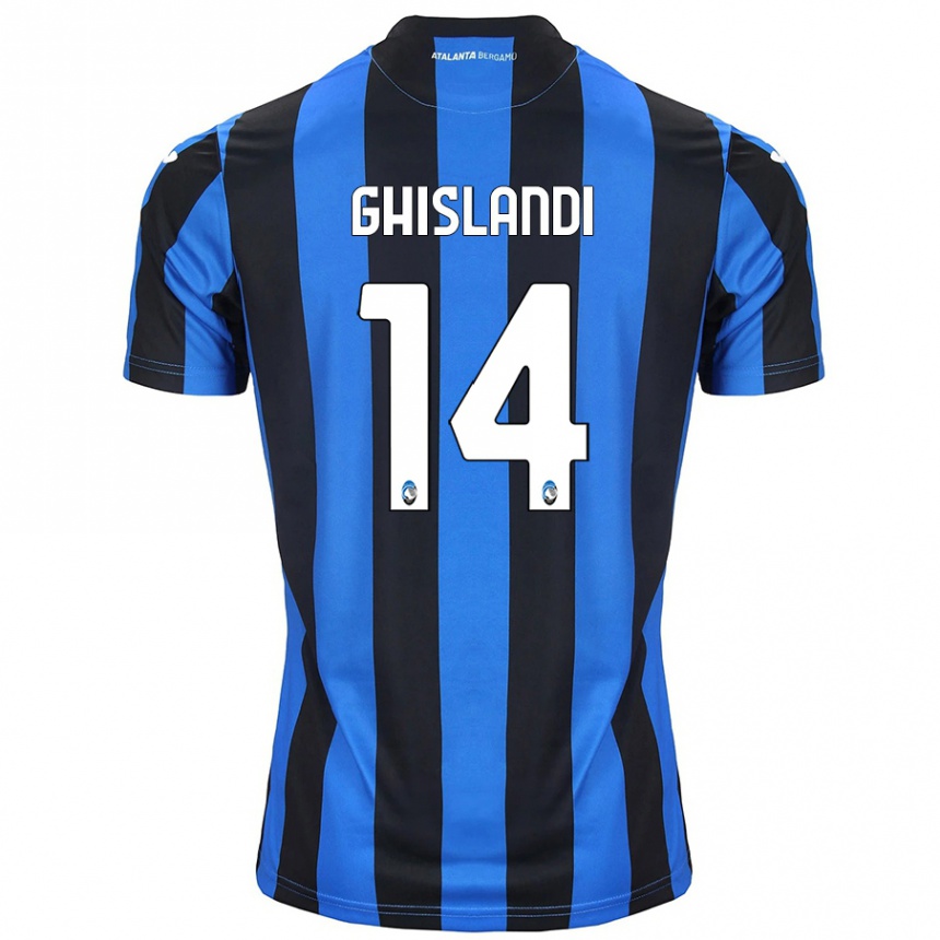 Kids Football Davide Ghislandi #14 Blue Black Home Jersey 2024/25 T-Shirt