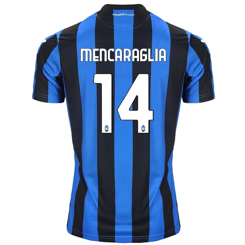 Kids Football Filippo Mencaraglia #14 Blue Black Home Jersey 2024/25 T-Shirt