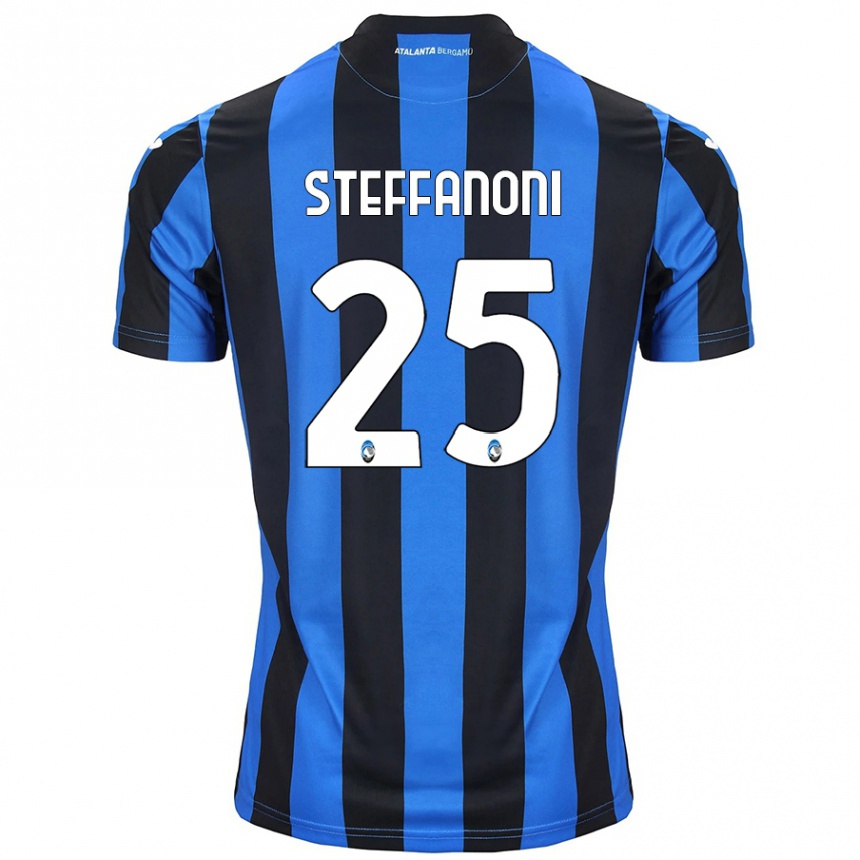 Kids Football Federico Steffanoni #25 Blue Black Home Jersey 2024/25 T-Shirt