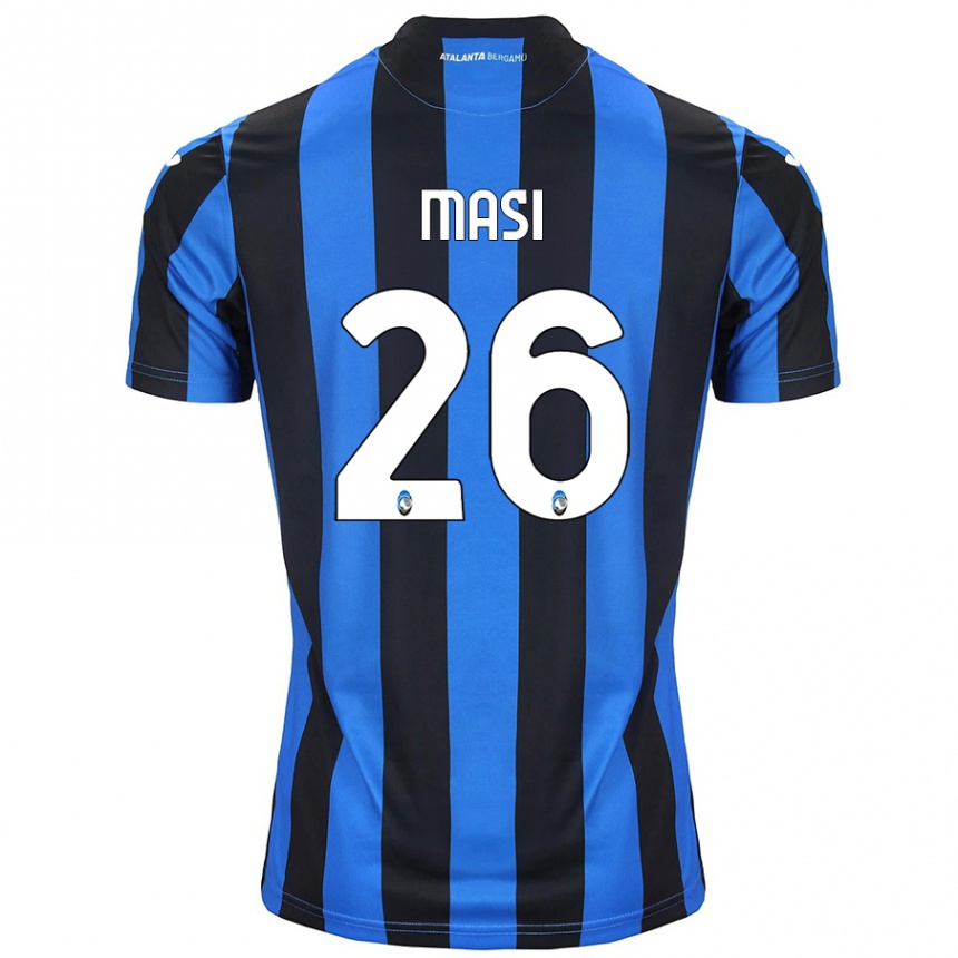 Kids Football Alberto Masi #26 Blue Black Home Jersey 2024/25 T-Shirt