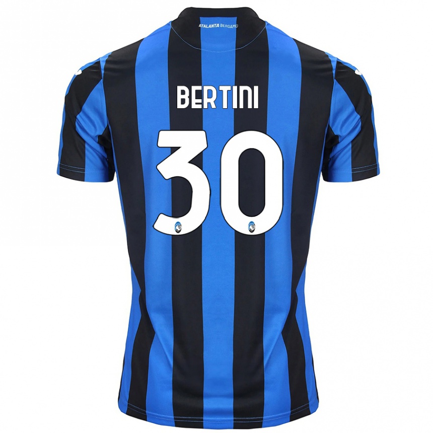 Kids Football Tommaso Bertini #30 Blue Black Home Jersey 2024/25 T-Shirt