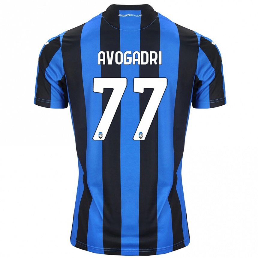 Kids Football Lorenzo Avogadri #77 Blue Black Home Jersey 2024/25 T-Shirt