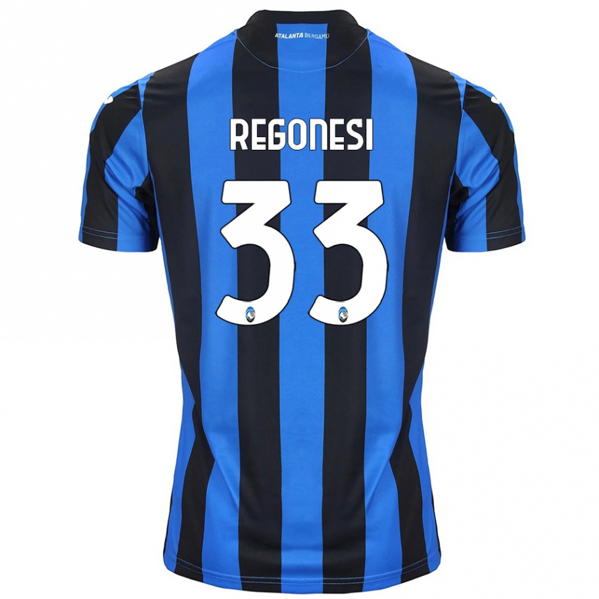 Kids Football Iacopo Regonesi #33 Blue Black Home Jersey 2024/25 T-Shirt