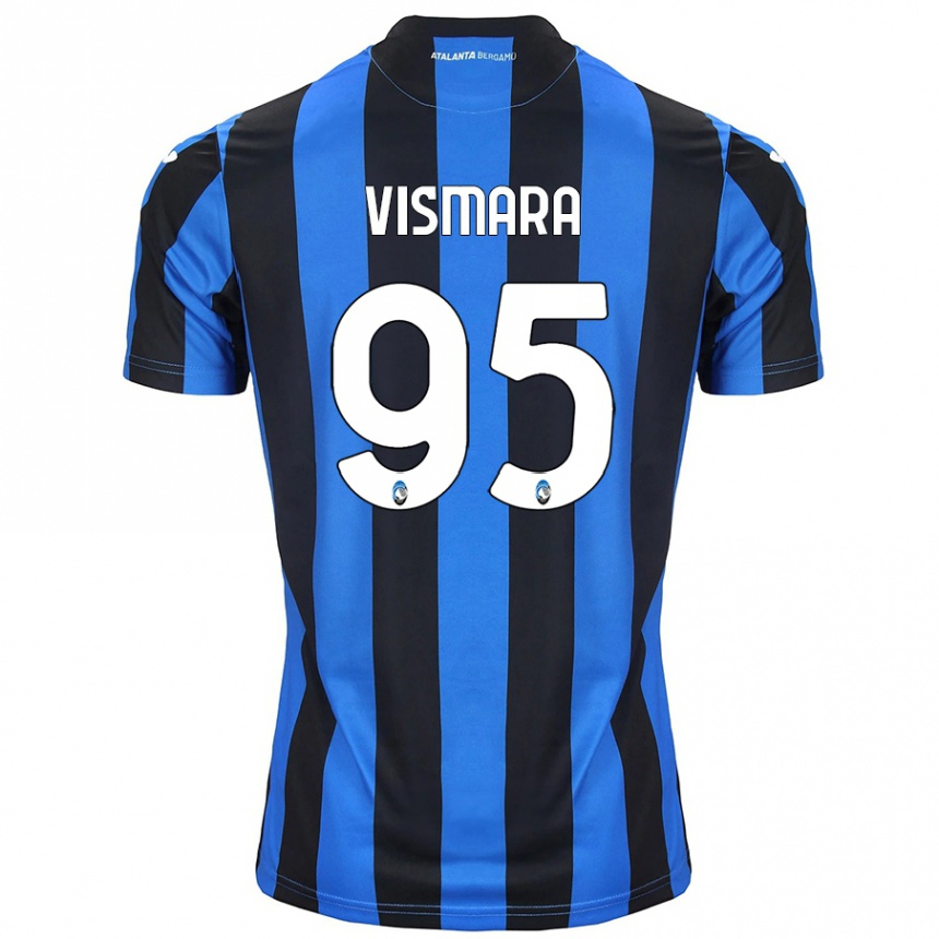 Kids Football Paolo Vismara #95 Blue Black Home Jersey 2024/25 T-Shirt