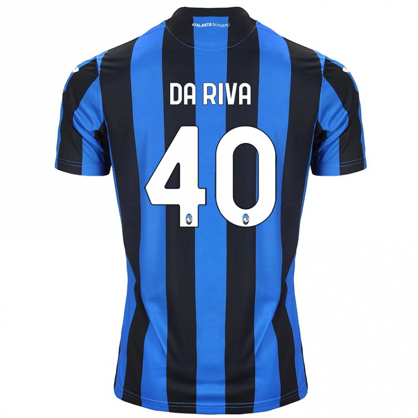 Kids Football Jacopo Da Riva #40 Blue Black Home Jersey 2024/25 T-Shirt