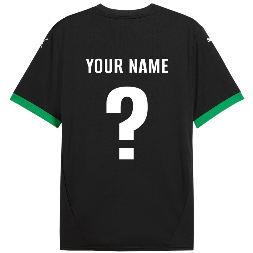 Kids Football Your Name #0 Black Dark Green Home Jersey 2024/25 T-Shirt