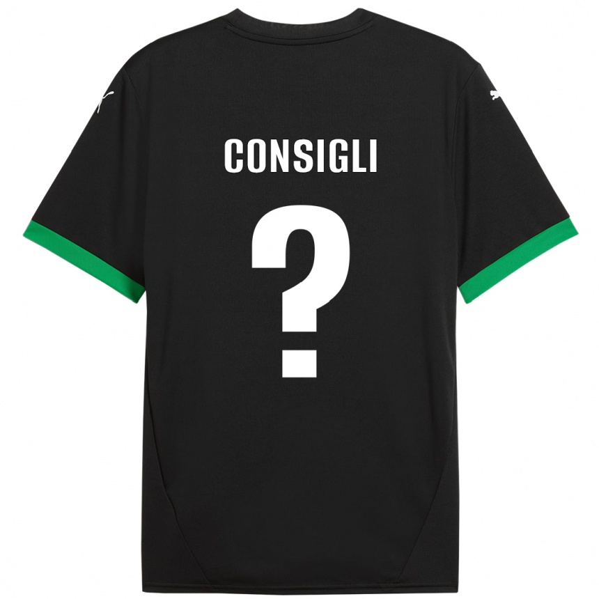 Kids Football Andrea Consigli #0 Black Dark Green Home Jersey 2024/25 T-Shirt