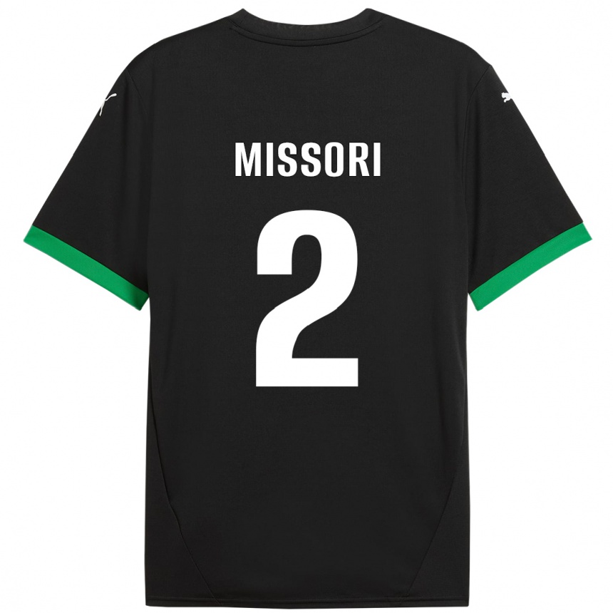 Kids Football Filippo Missori #2 Black Dark Green Home Jersey 2024/25 T-Shirt