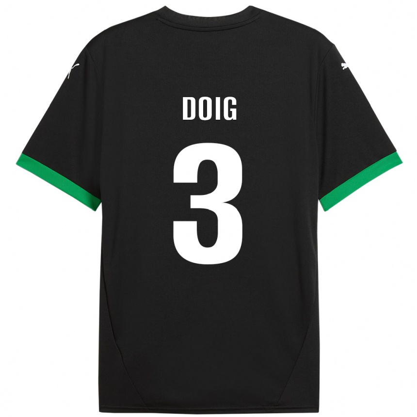 Kids Football Josh Doig #3 Black Dark Green Home Jersey 2024/25 T-Shirt