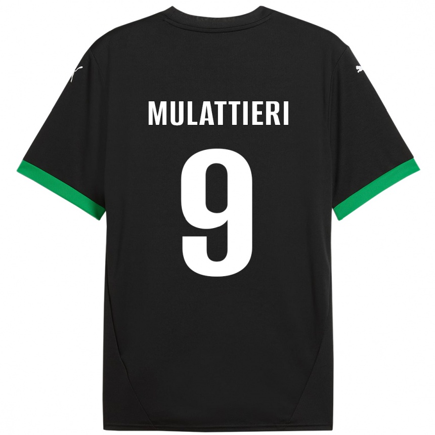 Kids Football Samuele Mulattieri #9 Black Dark Green Home Jersey 2024/25 T-Shirt