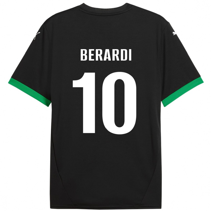 Kids Football Domenico Berardi #10 Black Dark Green Home Jersey 2024/25 T-Shirt