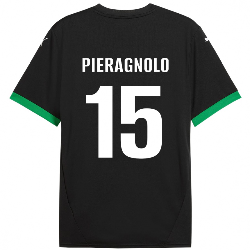 Kids Football Edoardo Pieragnolo #15 Black Dark Green Home Jersey 2024/25 T-Shirt