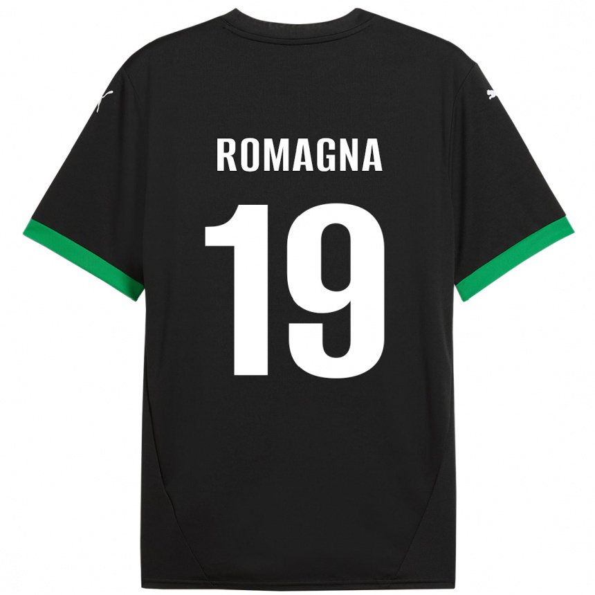 Kids Football Filippo Romagna #19 Black Dark Green Home Jersey 2024/25 T-Shirt