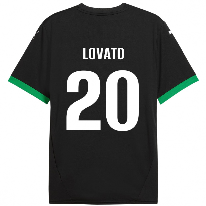 Kids Football Matteo Lovato #20 Black Dark Green Home Jersey 2024/25 T-Shirt