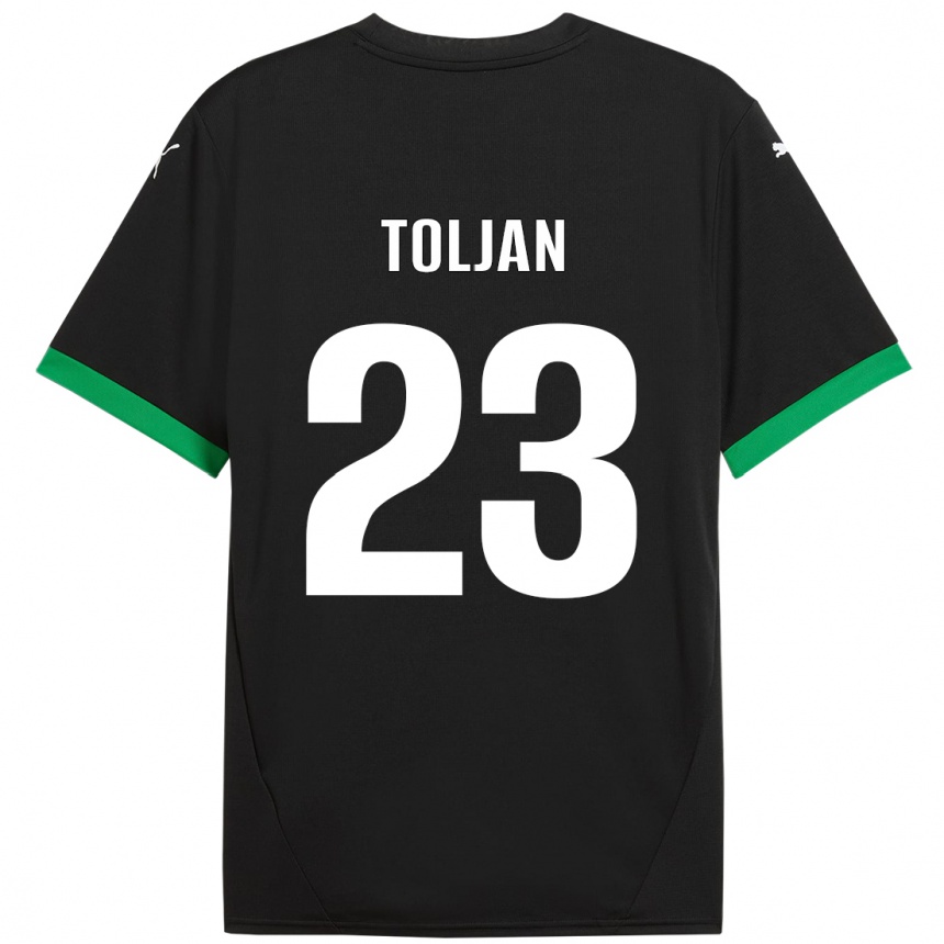 Kids Football Jeremy Toljan #23 Black Dark Green Home Jersey 2024/25 T-Shirt