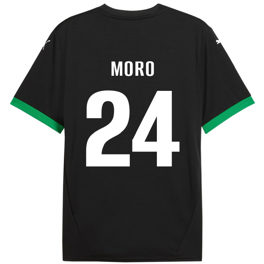 Kids Football Luca Moro #24 Black Dark Green Home Jersey 2024/25 T-Shirt