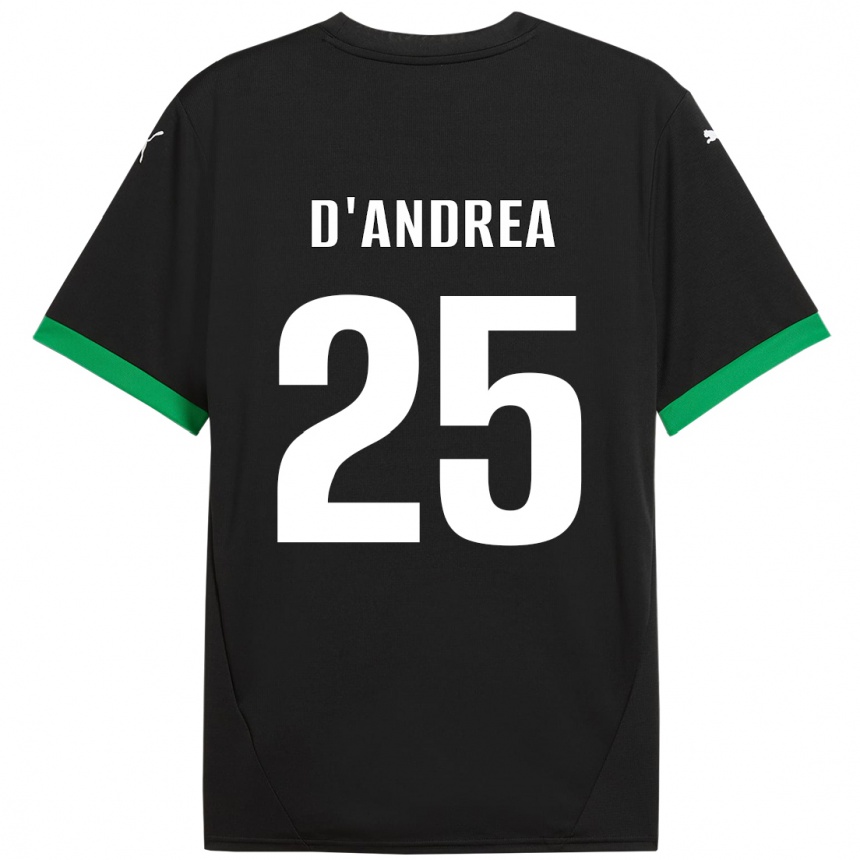 Kids Football Luca D'andrea #25 Black Dark Green Home Jersey 2024/25 T-Shirt