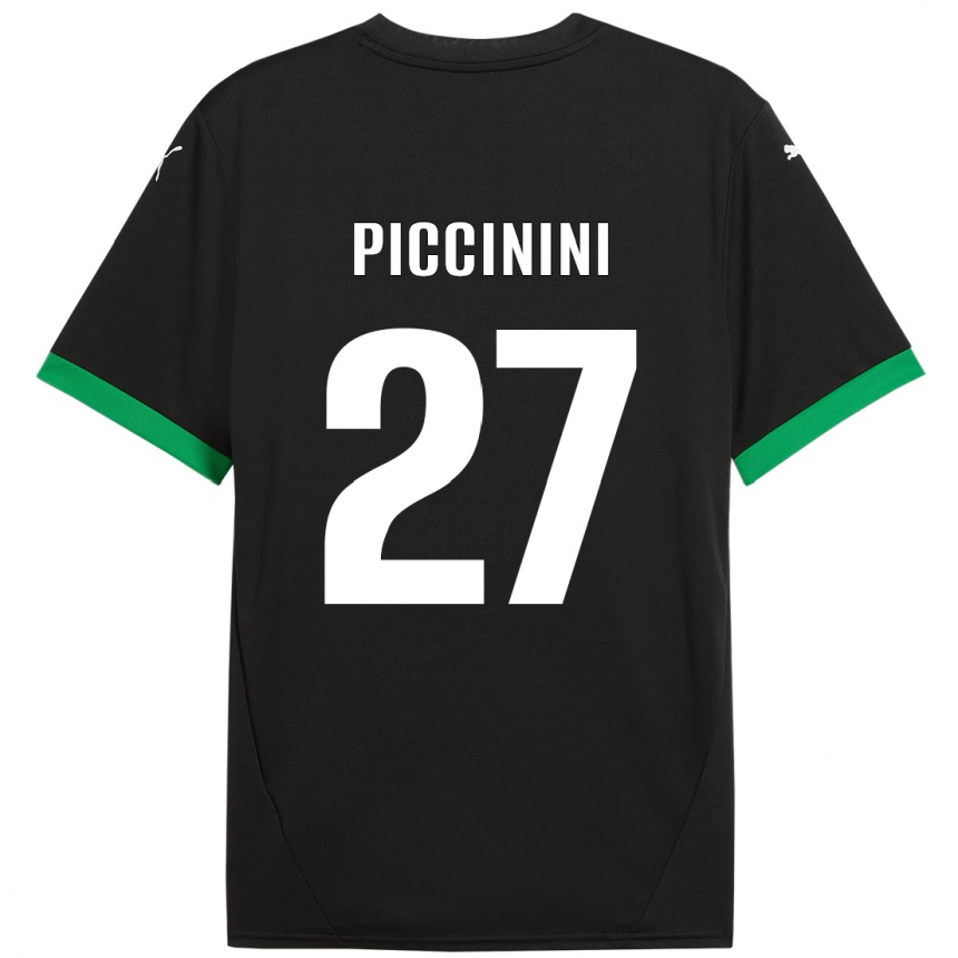 Kids Football Stefano Piccinini #27 Black Dark Green Home Jersey 2024/25 T-Shirt