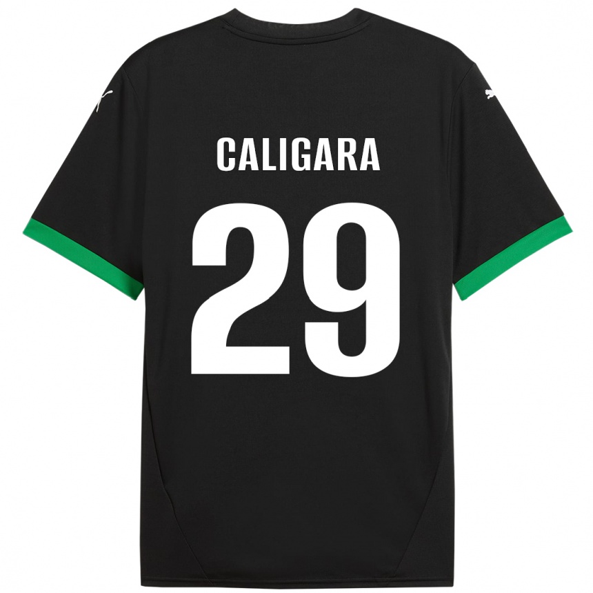 Kids Football Fabrizio Caligara #29 Black Dark Green Home Jersey 2024/25 T-Shirt