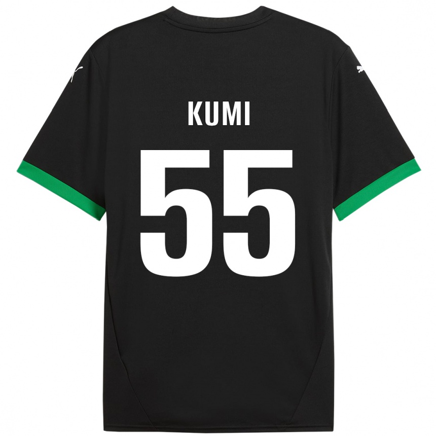 Kids Football Justin Kumi #55 Black Dark Green Home Jersey 2024/25 T-Shirt