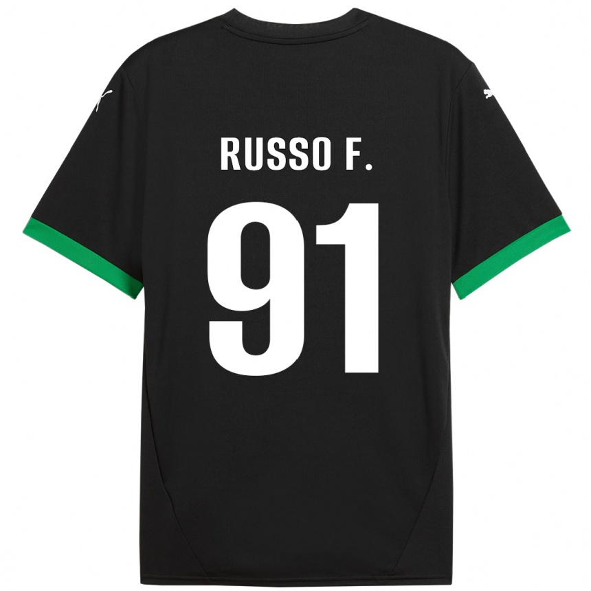 Kids Football Flavio Russo #91 Black Dark Green Home Jersey 2024/25 T-Shirt