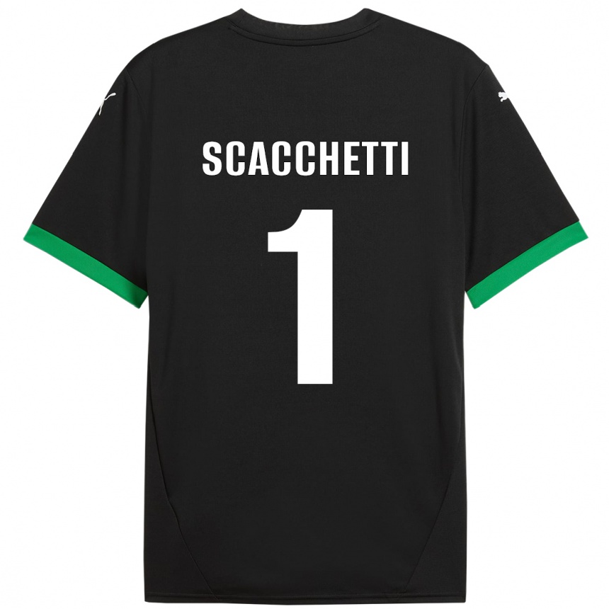 Kids Football Alessandro Scacchetti #1 Black Dark Green Home Jersey 2024/25 T-Shirt