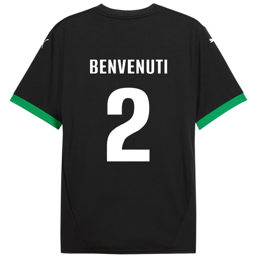 Kids Football Giacomo Benvenuti #2 Black Dark Green Home Jersey 2024/25 T-Shirt