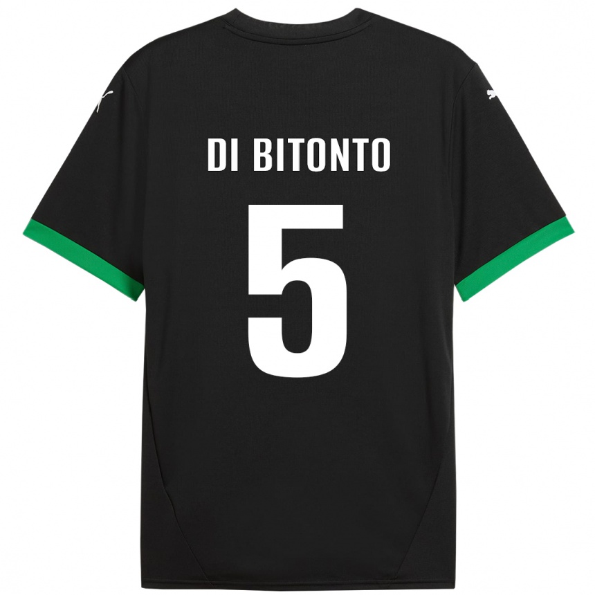 Kids Football Alessandro Di Bitonto #5 Black Dark Green Home Jersey 2024/25 T-Shirt