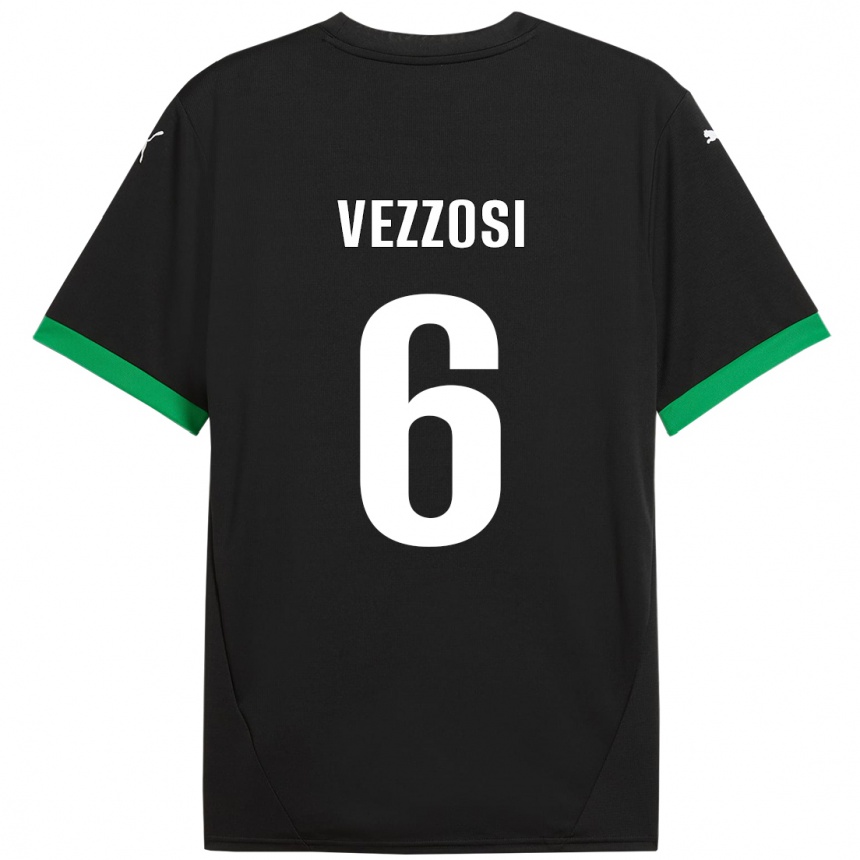 Kids Football Giorgio Vezzosi #6 Black Dark Green Home Jersey 2024/25 T-Shirt