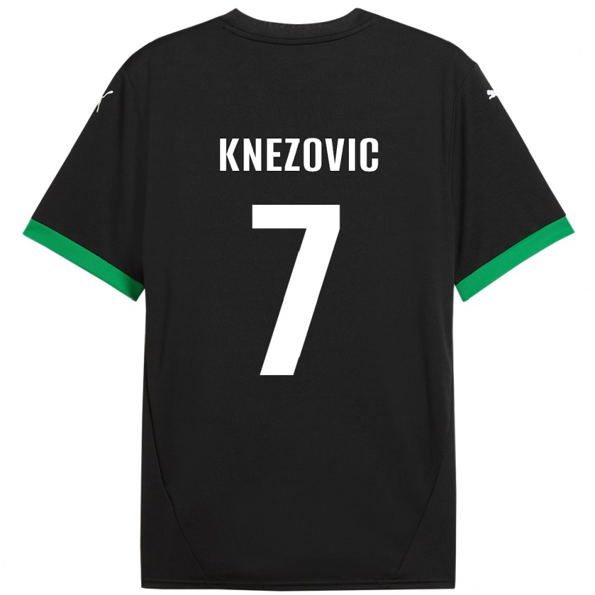 Kids Football Borna Knezovic #7 Black Dark Green Home Jersey 2024/25 T-Shirt