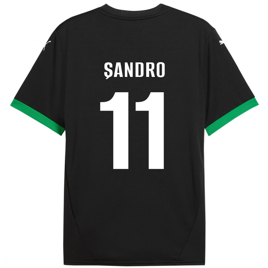 Kids Football Denis Șandro #11 Black Dark Green Home Jersey 2024/25 T-Shirt