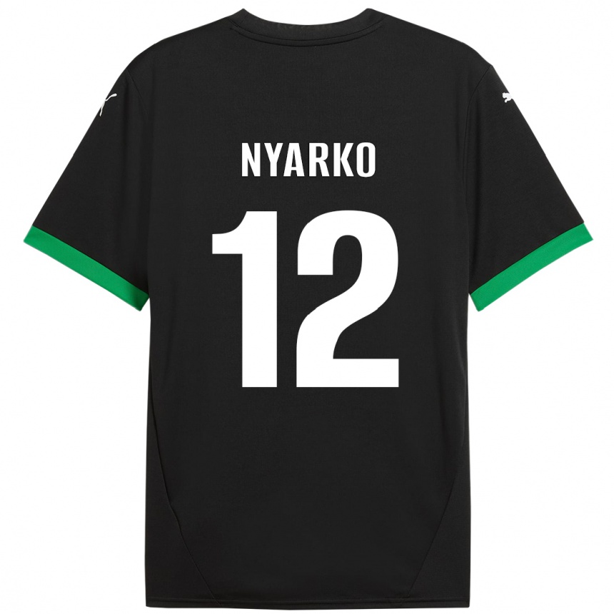 Kids Football Lorenzo Nyarko #12 Black Dark Green Home Jersey 2024/25 T-Shirt