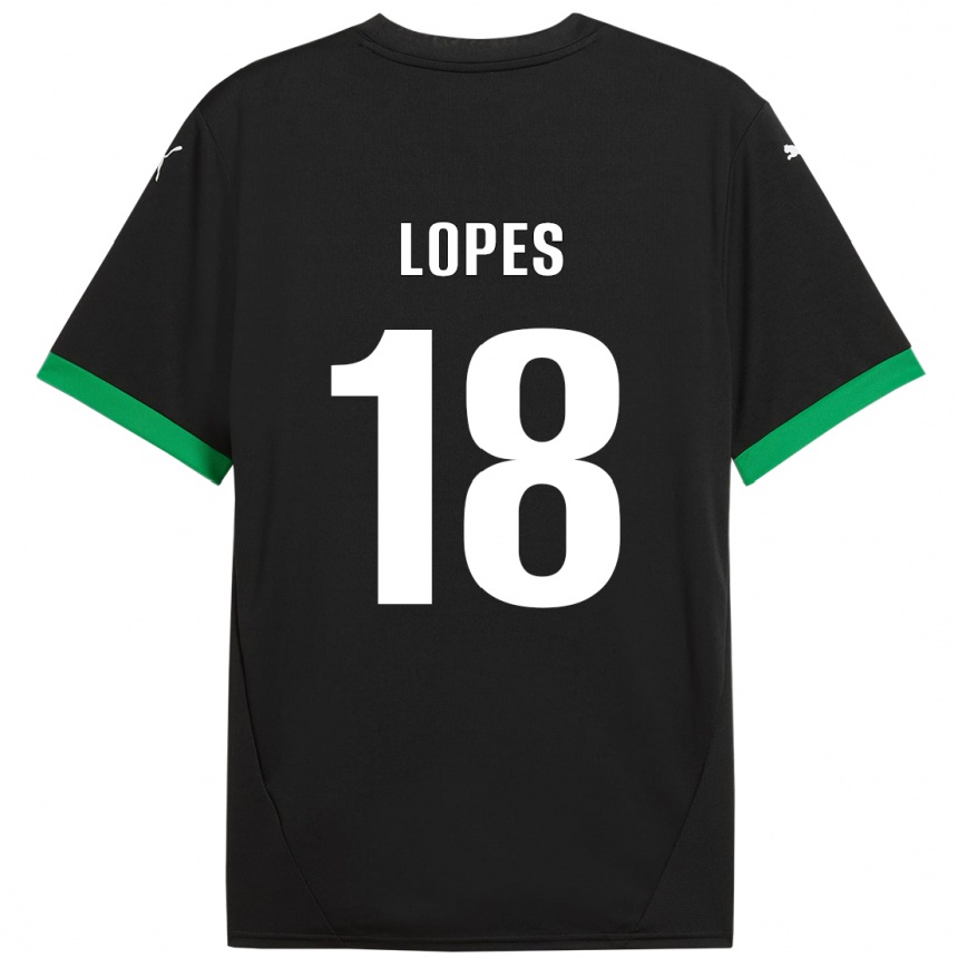 Kids Football Emerick Lopes #18 Black Dark Green Home Jersey 2024/25 T-Shirt