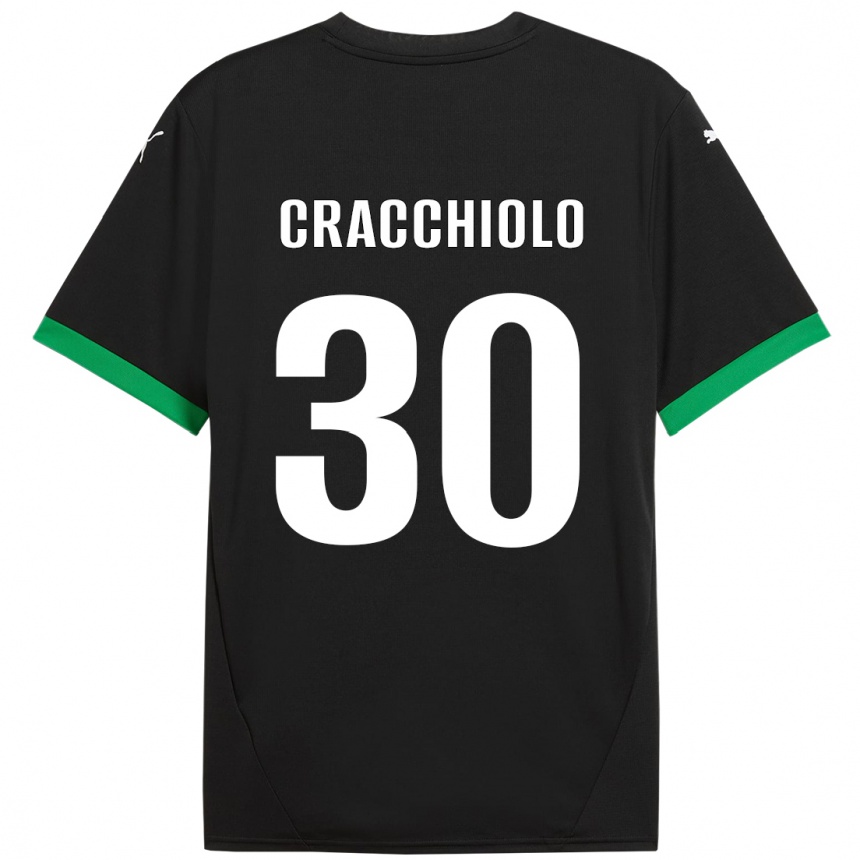 Kids Football Leonardo Cracchiolo #30 Black Dark Green Home Jersey 2024/25 T-Shirt